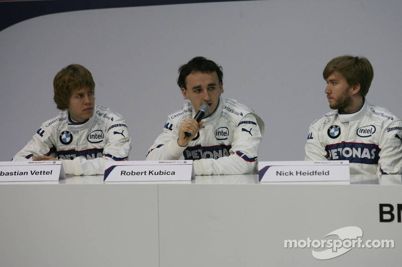 Sebastian Vettel, Robert Kubica and Nick Heidfeld