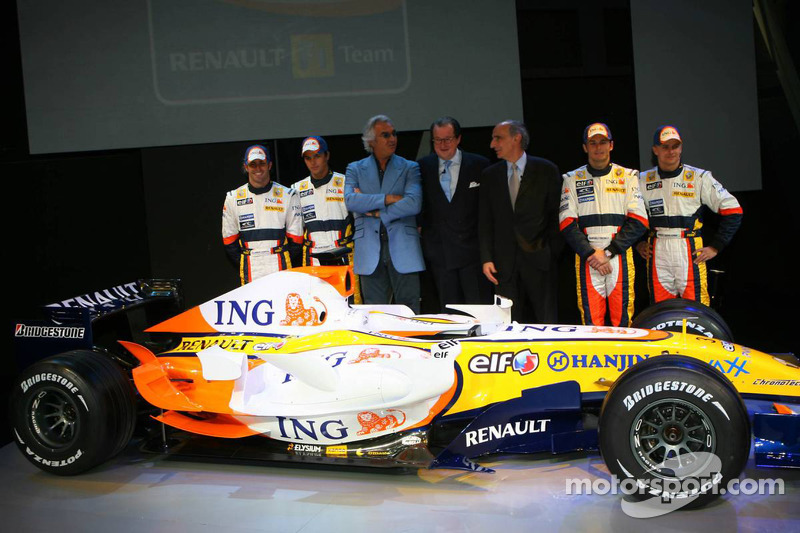 Ricardo Zonta, Nelson A. Piquet, Flavio Briatore, Michel Tilmant, Chairman of the Executive Board of