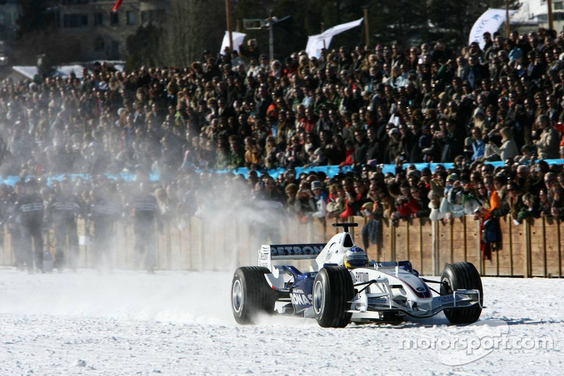 Nick Heidfeld, a BMW Sauber F1, St Moritz horse racing, special spike tyres from Bridgestone