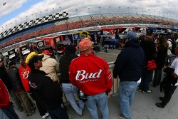 NASCAR fans watch garage activity