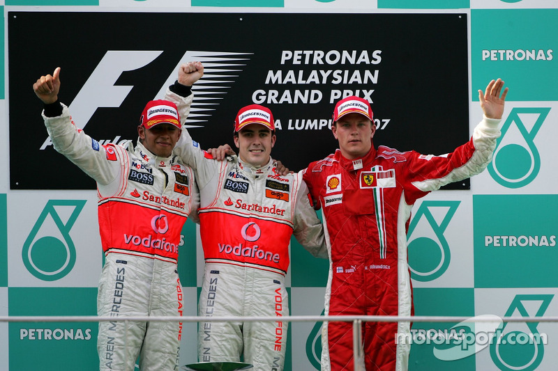 2007 1. Fernando Alonso, 2. Lewis Hamilton, 3. Kimi Raikkonen