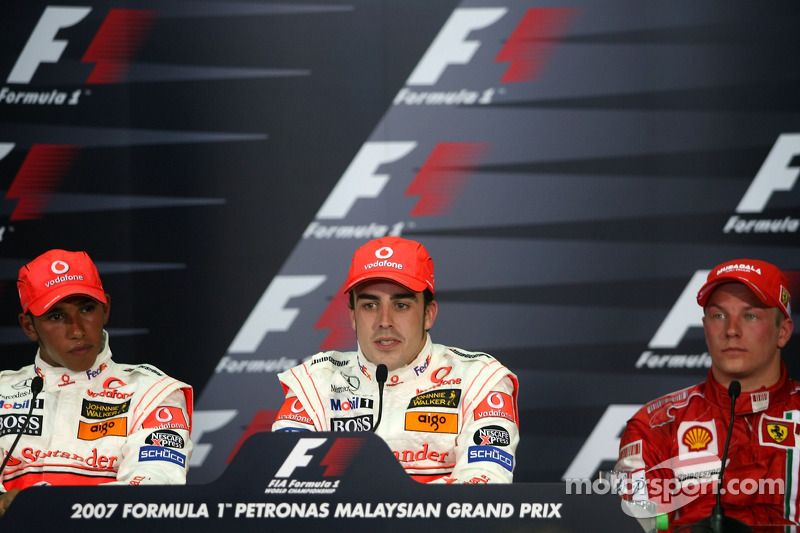 Fernando Alonso, Lewis Hamilton y Kimi Raikkonen
