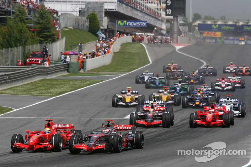 Start: Felipe Massa, Scuderia Ferrari, F2007, Fernando Alonso, McLaren Mercedes, MP4-22, Lewis Hamil