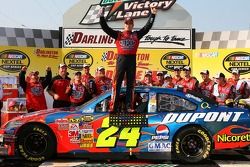 Victory lane: race winner Jeff Gordon celebrates