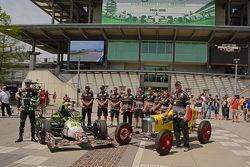 Townsend Bell and the #24 car on left and 1928 Dreyer championship sprint car on right.