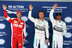 Sebastian Vettel, Ferrari and Nico Rosberg and Lewis Hamilton, Mercedes AMG F1