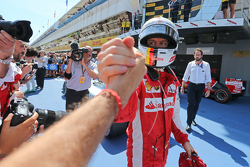 Sebastian Vettel, Ferrari celebrates his third position in parc ferme