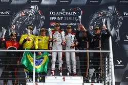Podium: winners Robin Frijns, Laurens Vanthoor, second place Atila Abreu, Valdeno Brito, third place Rob Bell, Kevin Estre