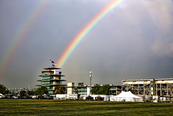 Double rainbow in the sky over Indianapolis