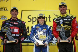 Segment one winner Greg Biffle, Roush Fenway Racing Ford, fan vote winner Danica Patrick, Stewart-Haas Racing Chevrolet, segment two winner Clint Bowyer, Michael Waltrip Racing Toyota