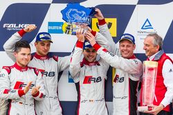 Podium: race winners #28 Audi Sport Team WRT Audi R8 LMS: Christopher Mies, Edward Sandström, Nico Müller, Laurens Vanthoor, celebrate with Romolo Liebchen, Head of Audi Sport customer racing