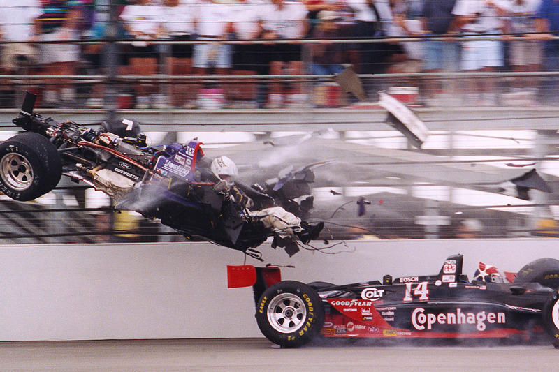 Stan Fox suffers a huge crash with Eddie Cheever