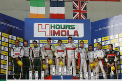 Podium: race winners Tristan Gommendy, Pierre Thiriet, Ludovic Badey, second place Mark Patterson, Nathanael Berthon, Michael Lyons, third place Simon Dolan, Filipe Albuquerque, Harry Tincknell