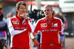 (Da sinistra a destra): Massimo Rivola, Direttore Sportivo Ferrari con Maurizio Arrivabene, Ferrari Team Principal