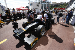 Martin Brundle completes demonstration run of GP2 car with 18 inch Pirelli tyres