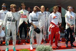 Нико Росберг, Mercedes AMG F1; Льюис Хэмилтон, Mercedes AMG F1; Себастьян Феттель, Ferrari; Даниил К