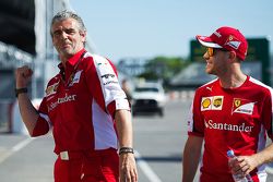 Maurizio Arrivabene, Ferrari Team Principal with Sebastian Vettel, Ferrari