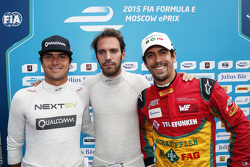 Nelson Piquet Jr., China Racing and polesitter Jean-Eric Vergne, Andretti Autosport and Lucas di Grassi, Audi Sport Team Abt