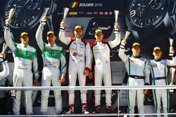 Podium: race winners Robin Frijns, Laurens Vanthoor, second place Marco Seefried, Norbert Siedler, third place Vincent Abril, Maximilian Buhk