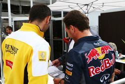 Cyril Abiteboul, Renault Sport F1 Managing Director with Christian Horner, Red Bull Racing Team Principal