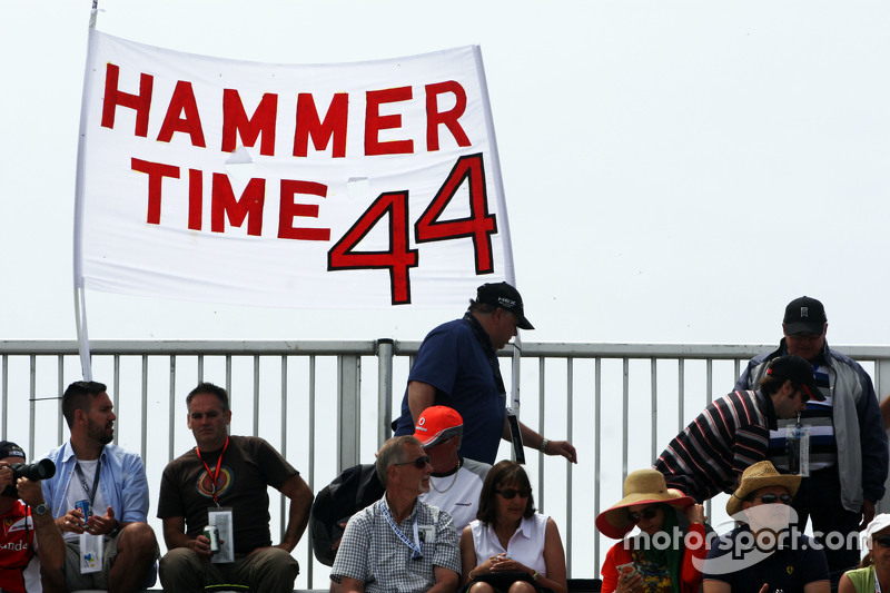 Hammer Time banner from fans of Lewis Hamilton, Mercedes AMG F2