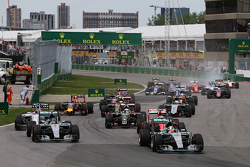 Lewis Hamilton, Mercedes AMG F1 W06 leads at the start of the race