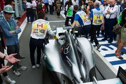 The Mercedes AMG F1 W06 of Lewis Hamilton, Mercedes AMG F1 W06 leaves parc ferme