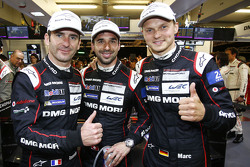 Polesitters Romain Dumas, Neel Jani, Marc Lieb, Porsche Team