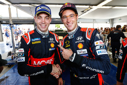 Third place Thierry Neuville and second place Hayden Paddon