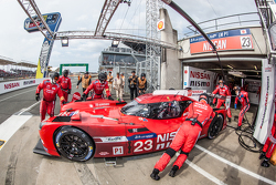 Pit stop for #23 Nissan Motorsports Nissan GT-R LM NISMO: Olivier Pla, Jann Mardenborough, Max Chilton
