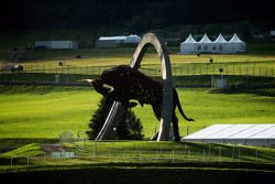 The Red Bull ring iron sculpture