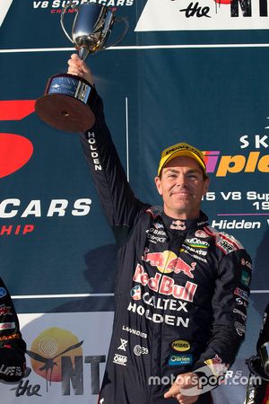 Race winner Craig Lowndes, Triple Eight Race Engineering Holden celebrates his 100th win