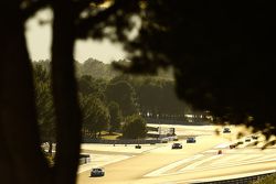 The sun sets on the race action