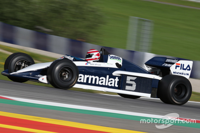 Nelson Piquet, in de Brabham BT52 op de Legends Parade