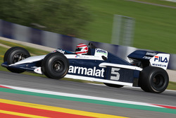 Nelson Piquet, in the Brabham BT52 at the Legends Parade