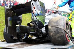 The damaged McLaren MP4-30 of Fernando Alonso, McLaren