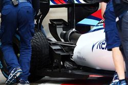 Susie Wolff, Williams FW37 Development Driver running a winglet in front of the rear wheel