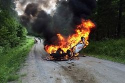Пожар экипажа Александра Михайлова