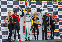 GT podium: Race winner Chris Dyson, second place James Davison and third place Ryan Dalziel
