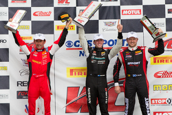 GT Podium: Race winner James Davison, second place Ryan Dalziel and third place Olivier Beretta