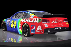 Jeff Gordon con esquema de pintura del arco iris regresa a la carrera de Bristol