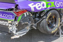 Damaged car of Denny Hamlin, Joe Gibbs Racing Toyota