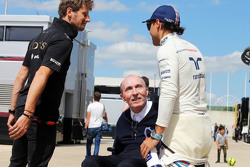 Romain Grosjean, Lotus F1 Team with Frank Williams, Williams Team Owner and Felipe Massa, Williams