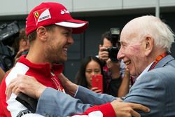 (L to R): Sebastian Vettel, Ferrari with John Surtees