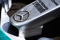 O bico de Nico Rosberg, Mercedes AMG F1 no parc ferme