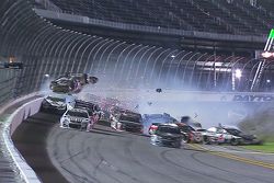 Austin Dillon, Richard Childress Racing Chevrolet crashes into the catchfence