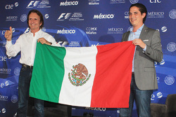 Emerson Fittipaldi named Mexican GP race ambassador, celebrates with Rodrigo Sanchez