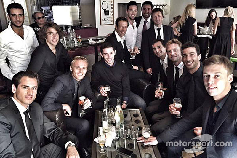 Drivers celebrate Jules Bianchi's life after his funeral service: Adrian Sutil, Roberto Mehri, Max C