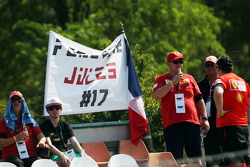 A banner in tribute to Jules Bianchi