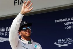 Lewis Hamilton, Mercedes AMG F1 celebrates his pole position in parc ferme